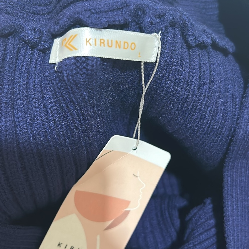 KIRUNDO WOMENS OFF SHOULDER RIBBED SWEATER BLUE SIZE LG NEW - Picture 5 of 9